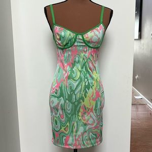 Zara Jacquard Dress in Green